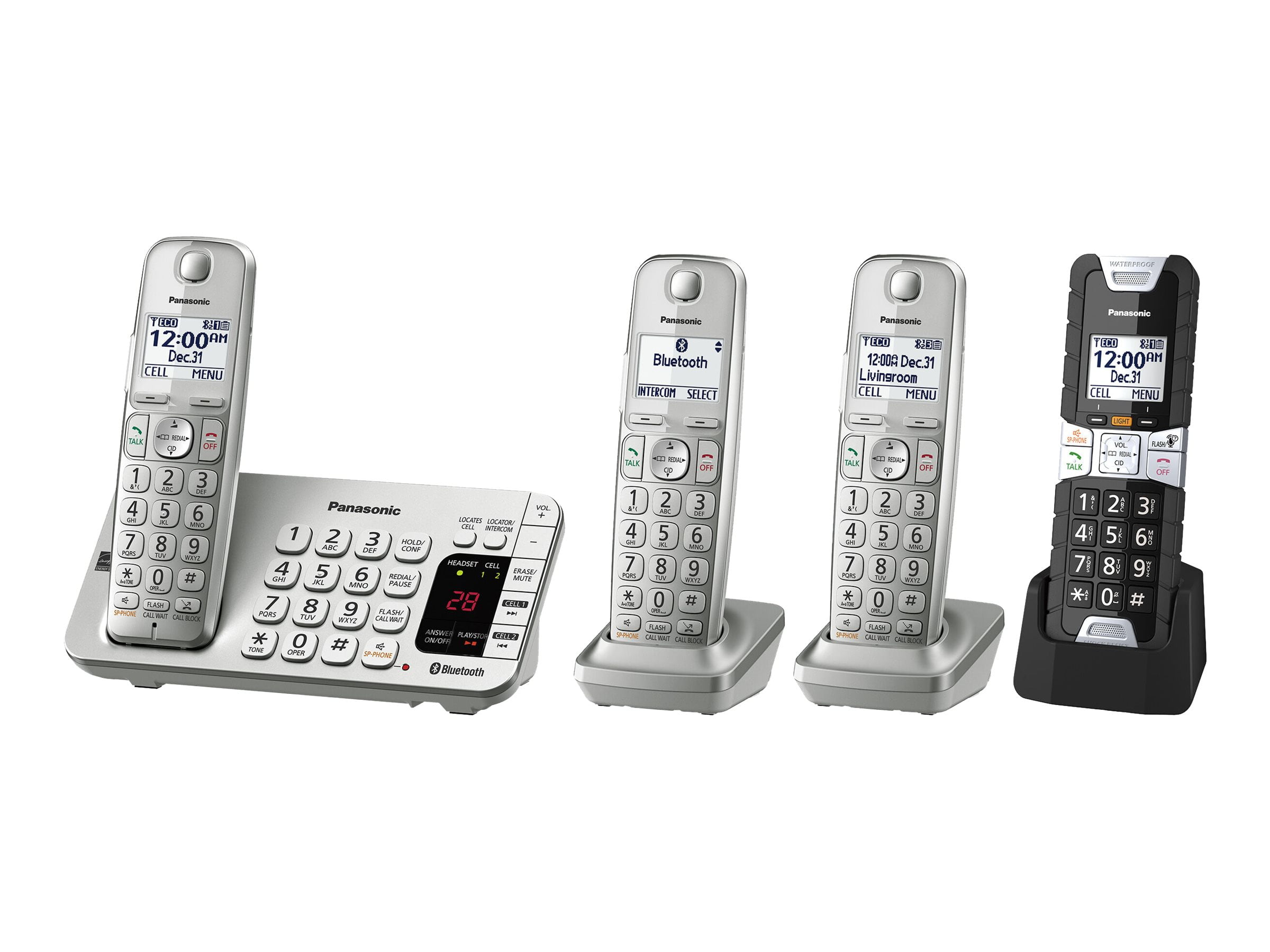 Panasonic KX-TGE484S2 - Cordless phone - with Bluetooth interface with caller ID - DECT 6.0 Plus + 3 additional handsets