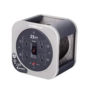 Link2Home 25 Ft Extension Cord Reel, 16AWG Cable, 4 Outlets, Gray