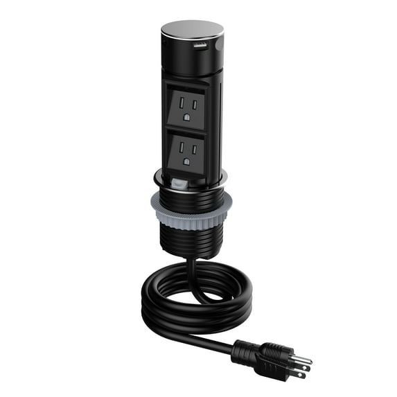 Link2Home Pop Up Outlet with USB, 2 Outlets, Stainless Steel, 2.4A