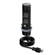 Link2Home Pop Up Outlet with USB, 2 Outlets, Stainless Steel, 2.4A