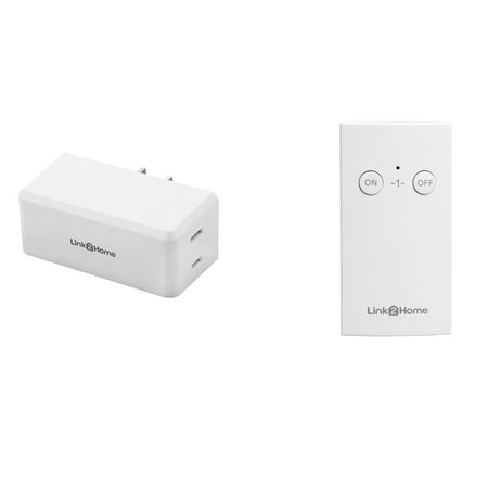 Link2Home Wireless Remote Control Outlet Light Switch, 100 ft range, Compact Side Plug. Switch ON/OFF Household Appliances. FCC CSA Certified, White (1 Outlet, 1 Remote).
