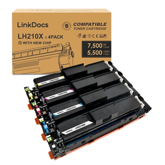 LinkDocs 210X Compatible Toner Cartridges (with New Chip) Replacement for 210X used with Color Laserjet Pro MFP 4301fdw 4301fdn Pro 4201dw 4201dn Series Printer (4Pack Black Cyan Magenta Yellow)