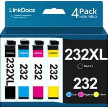 LinkDocs 232XL Ink Cartridge for Epson Ink 232 XL Ink Cartridges for Epson Expression Home XP-4205 XP-4200 Workforce WF-2930 WF-2950 Printer (Black Cyan Magenta Yellow, 4 Pack)