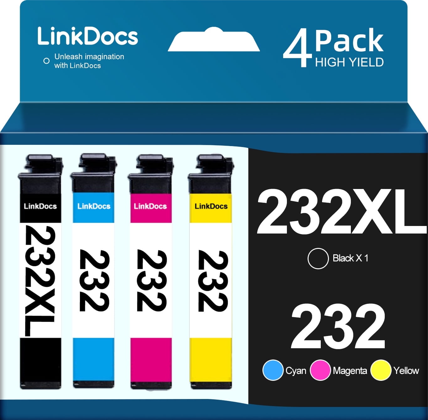 232XL Ink Cartridge for Epson 232 Ink Cartridges for Epson Ink 232 for Epson Expression Home XP-4205 XP-4200 Workforce WF-2930 WF-2950 Printer (Black Cyan Magenta Yellow, 4 Pack)