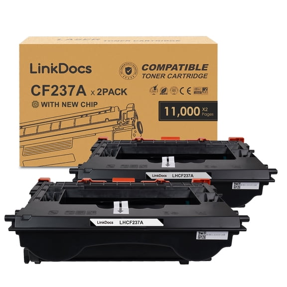 LinkDocs 37A Toner Cartridge Compatible for HP 37A CF237A Toner Cartridge work for HP M607 M608 M609 M607n M607dn M608n M608dn M608x M609dn M631h M631dn M632h M632fht M632z Printer (Black 2 Pack)