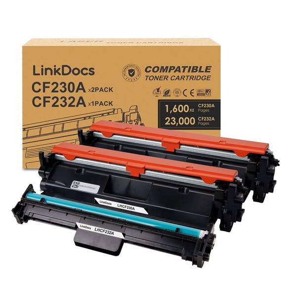 LinkDocs 3PK 30A 32A Toner and Drum Cartridge Compatible for 30A CF230A Toner 32A CF232A Drum Black Combo Set for Laserjet Pro MFP M227fdw M227fdn M227sdn M227 M203dw M203d M203dn M203 Printer