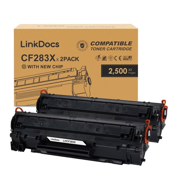 LinkDocs 83X Toner Cartridge Compatible for 83X CF283X High Yield Toner Cartridge used with LaserJet Pro M201dw M225dw M225dn M201n Printer Ink (Black 2-Pack)