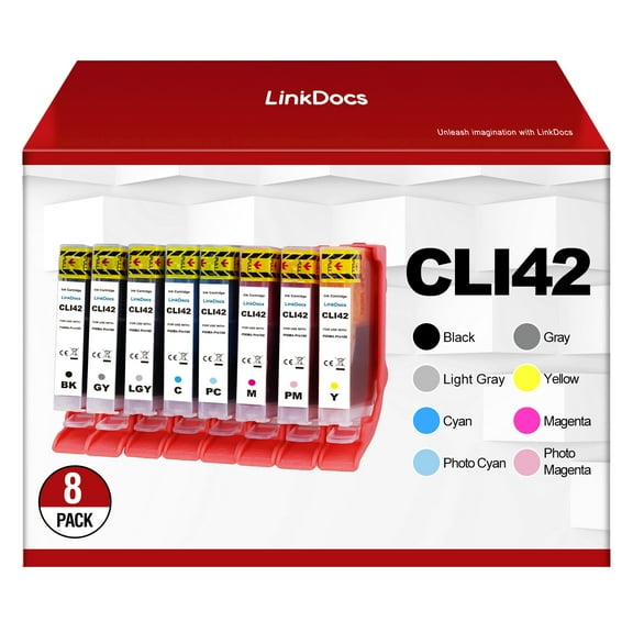 LinkDocs Compatible CLI-42 Ink Cartridges Replacement for Canon CLI42 CLI 42 CLI-42 Ink Cartridge (8 Pack 1 each Color) work for Canon PIXMA PRO-100 Pixma pro 100 Printer