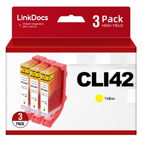 LinkDocs Compatible CLI-42 Yellow Ink Cartridges Replacement for Canon CLI 42 CLI42 Y to Use with Canon Pixma Pro-100 Pro 100 Pro-100S Printers (3 Pcs Pack Yellow)