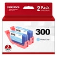 thumbnail image 1 of LinkDocs Compatible PFI-300 Photo Cyan Ink Cartridges Replacement for Canon PFI300 PFI-300 PC Ink Cartridge Work for Canon imagePROGRAF PRO 300 Printer (2 Pcs Pack Photo Cyan), 1 of 5
