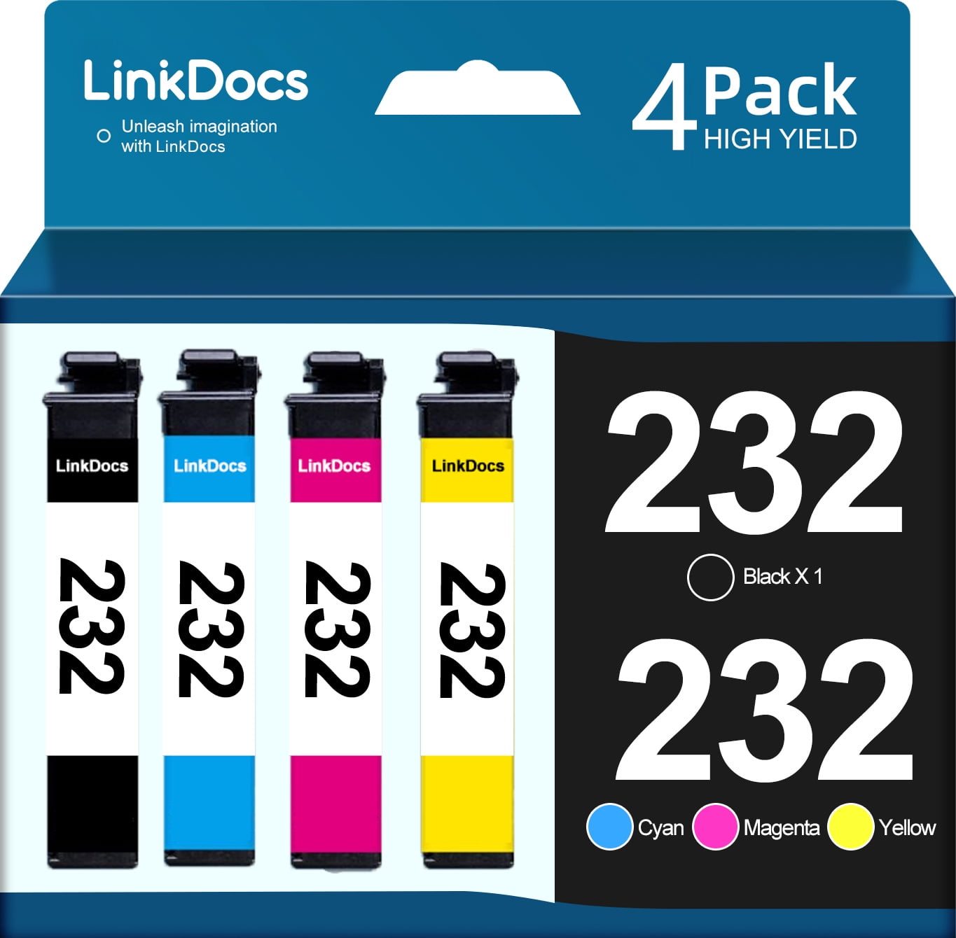 LinkDocs Compatible T232 232 Ink Cartridge Replacement for Epson XP-4200 XP-4205 WF-2930 WF-2950(Black Cyan Magenta Yellow)4 Pack LinkDocs Compatible T232 232 Ink Cartridge Replacement for Epson XP-4200 XP-4205 WF-2930 WF-2950(Black Cyan Magenta Yellow)4 Pack