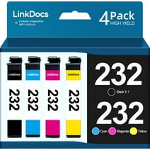 LinkDocs Compatible T232 232 Ink Cartridge Replacement for Epson XP-4200 XP-4205 WF-2930 WF-2950（Black Cyan Magenta Yellow）4 Pack