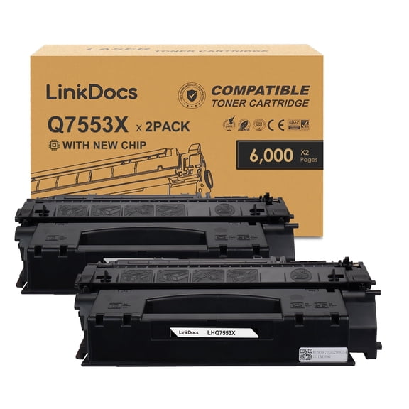 LinkDocs High Yield 53X Toner Cartridge Compatible for 49X Q5949X 53X Q7553X used with P2015dn P2015 P2015d 1320 1320n 3390 3392 M2727nf P2014 P2010 Printer (Black2 Packs)