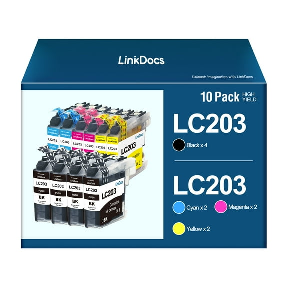 LinkDocs High Yield Ink Replacements Printer Cartridge for Brother LC203 LC201, Multi-color, LC203