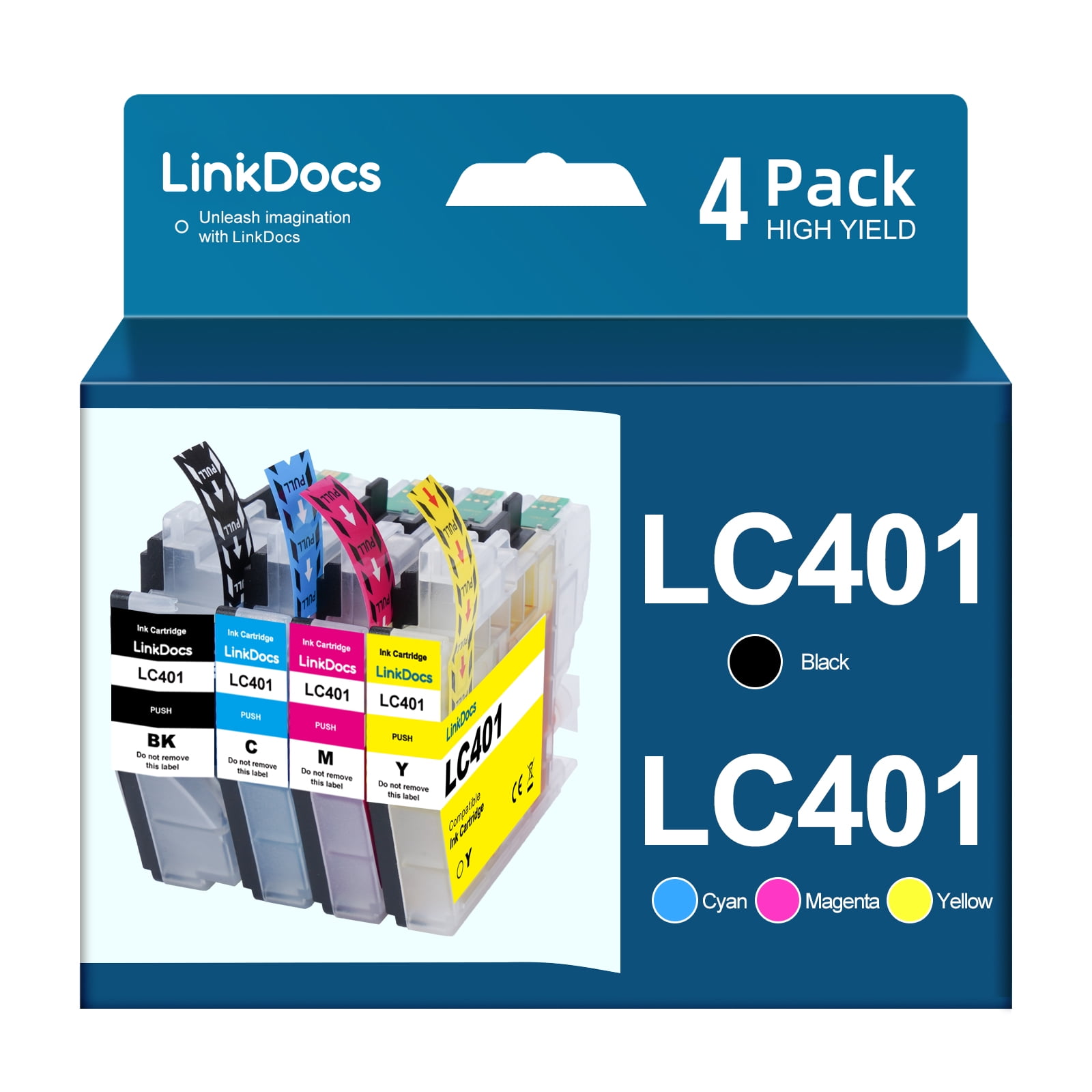 LinkDocs LC401 Ink Cartridge for Brother LC401 Ink Cartridge for Brother Printer for MFCJ1010DW