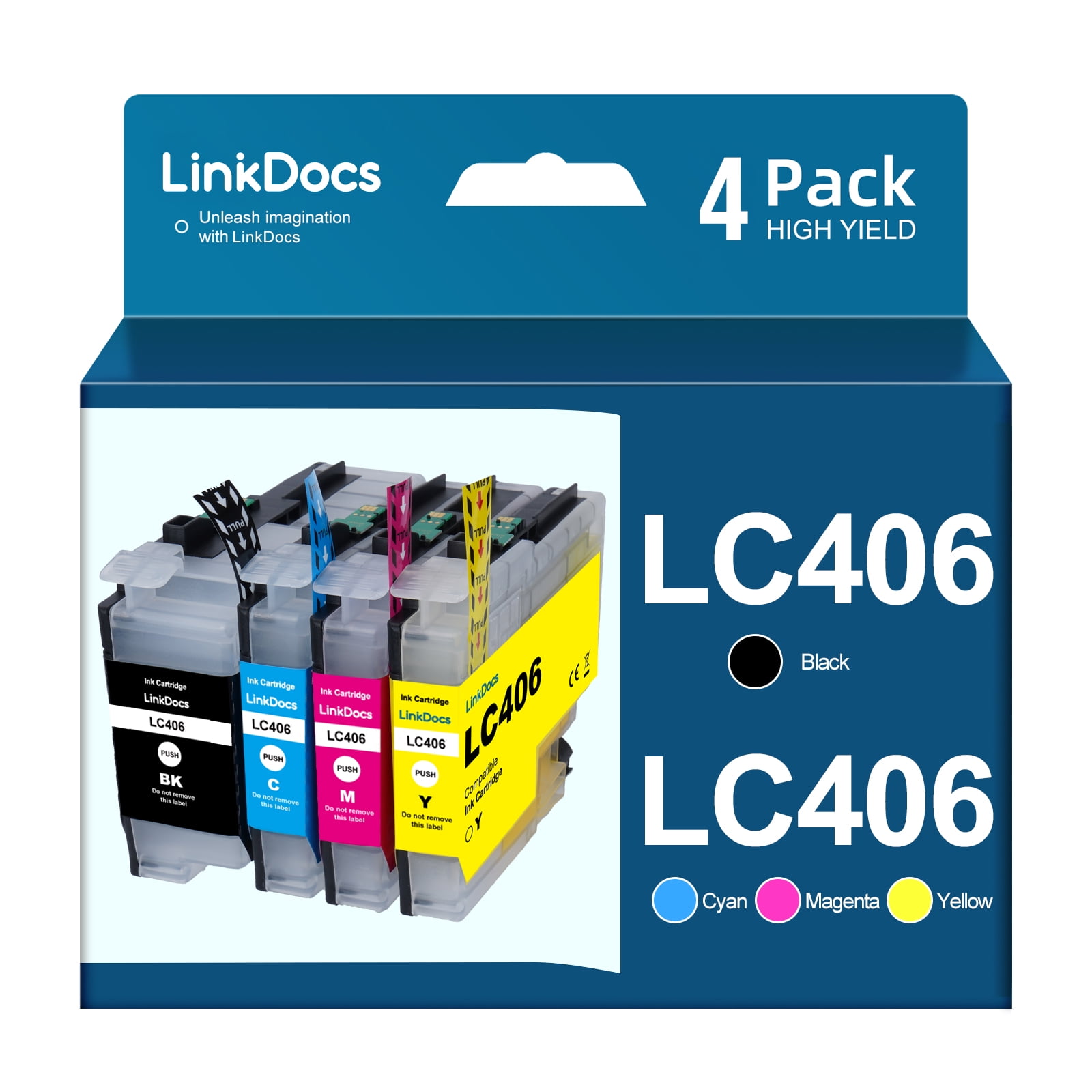 LinkDocs LC406 LC406XL Ink Cartridge Replacement for Brother LC406 LC