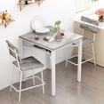 thumbnail image 1 of LinkRomat 3 Piece Bar Table Set, Counter Height Square Kitchen Table with Storage Shelf and 2 Stools, Compact Dining Set for Small Apartments, Gray, 1 of 9