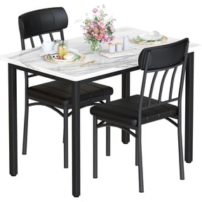 LinkRomat 3-Piece Modern Dining Table Set for 2,Small Kitchen Table Set with 2 Chairs,Compact Dining Furniture for Dining Room,Living Room,Apartment