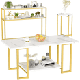 thumbnail image 1 of LinkRomat 3-Pieces Living Room Table Sets, Faux Marble Rectangular Table with 2 End Tables, Modern Coffee Table Sets for Small Space, Apartment, 1 of 7