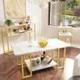 thumbnail image 1 of LinkRomat 3-Pieces Living Room Table Sets, Faux Marble Rectangular Table with 2 End Tables, Modern Coffee Table Sets for Small Space, Apartment, 1 of 7