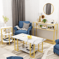 thumbnail image 1 of LinkRomat 3-Pieces Living Room Table Sets, Faux Marble Rectangular Table with 2 End Tables, Modern Coffee Table Sets for Small Space, Apartment, 1 of 7