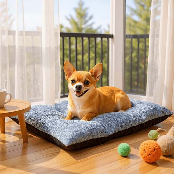 LinkRomat Washable Dog Bed for Small Dogs Dog Crate Mat 32 Inch Comfy Fluffy Kennel Pad Anti-Slip for Dogs Up to 60 lbs, 32" x 21"