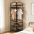 thumbnail image 1 of LinkRomat 4-Tier Corner Hall Tree with Hooks and Shoe Storage, Industrial Entryway Coat Rack with Bench, Rustic Wood and Metal Organizer for Small Spaces, 1 of 6