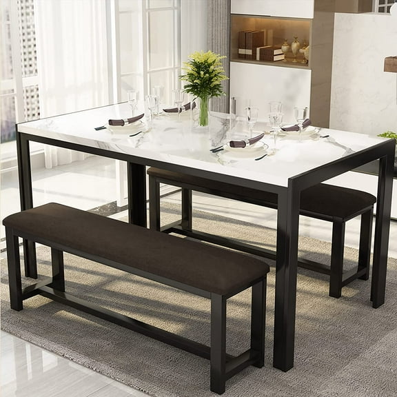 LinkRomat 47 Inch Dining Table Set for 4, 5 Piece Kitchen Table and Chairs Set, Compact Dining Room Table Set for Home or Apartment