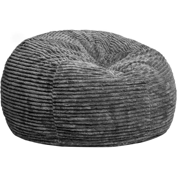 LinkRomat 4FT Bean Bag Chair (Cover only, No Filler), Stuffed Animal Storage Bean Bag Soft Faux RH Fur Beanbag Sofa Cover,Washable Lazy Sofa Bed Cover(Grey)