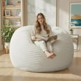 thumbnail image 1 of LinkRomat 4FT Bean Bag Chair, Striped Plush Bean Bag Chairs with Filling and Fluffy Removable Cover, Casual Comfortable Adult/Teens Lounge Chair, Sofa Chair Suitable for Living Room(White), 1 of 7