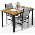 thumbnail image 1 of LinkRomat Dining Table Set for 2, Small Kitchen Table with Upholstered Chairs, Industrial Dining Set for Apartment Breakfast Nook, Walnut, 1 of 9