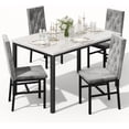 thumbnail image 1 of LinkRomat Dining Table Set for 4,Faux Marble Dining Room Table,Kitchen Table Set with 4 Button Tufted Velvet Dinner Chairs for Kitchen,Dining (Gray), 1 of 6