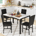 thumbnail image 1 of LinkRomat Dining Table Set for 4, Faux Marble Kitchen Table & 4 Black Upholstered Chairs, Modern Dinner Table Set for Dining Room, Small Spaces, 1 of 11