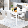 thumbnail image 1 of LinkRomat Dining Table Set for 4, Faux Marble Kitchen Table & 4 White Upholstered Chairs, Modern Dinner Table Set for Dining Room, Small Spaces, 1 of 11
