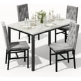 thumbnail image 1 of LinkRomat Dining Table Set for 4, Faux Marble Kitchen Table and Chairs, 5 Piece Small Dining Room Set with Button Tufted Upholstered Chairs, Gray, 1 of 6