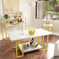 thumbnail image 1 of LinkRomat Coffee Table Sets 3 Pieces, Faux Marble Square Tabletop and 2 Rectangular Coffee Tables, Modern Entryway Set, Console Set Tables for Living Room, 1 of 9