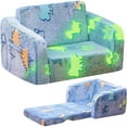 thumbnail image 1 of LinkRomat Foldable Modular Kids Play Couch, 2-in-1 Convertible Foam and Floor Cushion for Toddler, Glow in The Dark Kids Sofa for Playroom, Birthday Gifts (Blue & Dinosaur), 1 of 9