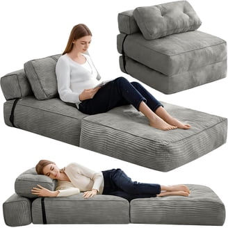 BYBYME Folding Sofa Bed, Convertible Floor Couch for Adults, Dark
