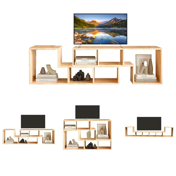 LinkRomat Free-Combination Cube Bookshelf 2 Shelf Bookcase, Deformable Open Storage Bookcase Shelf for Living Room, Bedroom, Home Office, Oak