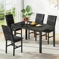 thumbnail image 1 of LinkRomat Dining Table Set for 4, Modern Faux Marble Dining Table with 4 Velvet Chairs, Space Saving Dinette Set for Kitchen Room, Black, 1 of 7