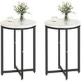 thumbnail image 1 of LinkRomat Marble Side Table Set of 2, Small Round End Table with Metal Frame, Bedside Corner Table for Living Room & Bedroom, Black, 1 of 7