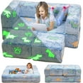 thumbnail image 1 of LinkRomat Replacement Slipcover for Children's Sofa, Soft and Durable with Easy-Clean Fabric, Pattern Blue Dinosaur, 1 of 10