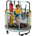 thumbnail image 1 of LinkRomat Round Trampoline for Kids, Indoor & Outdoor Toddler Trampoline with Enclosure, Adjustable Height Handrail & Durable Designs for Boys & Girls, 450lbs Capacity, 7-in-1, 55", 1 of 10