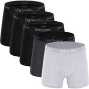LinkShare Mens Underwear 5-Pack, Breathable Cotton Boxer Briefs, Stretch Trunks Short Leg Unpants for Men -Size 2XL