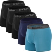 LinkShare Mens Underwear 5-Pack, Breathable Cotton Boxer Briefs, Stretch Trunks Short Leg Unpants for Men -Size M