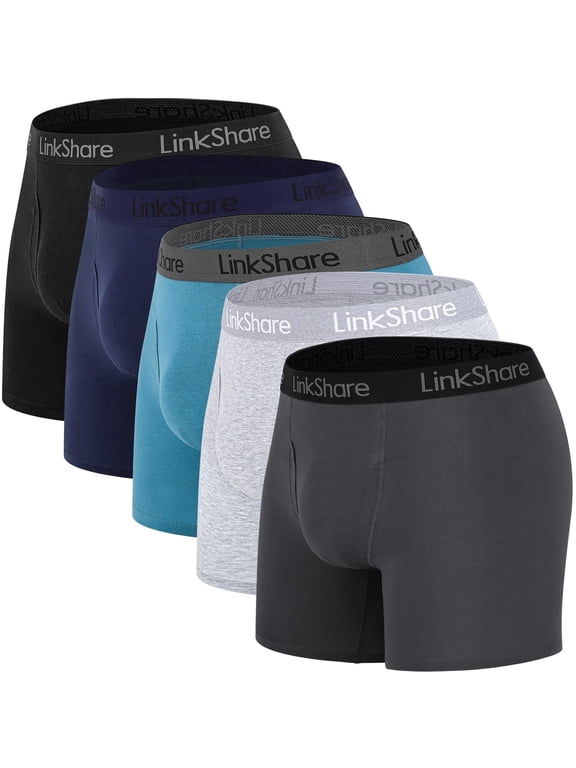 Men's Underwear 5-Pack, Breathable Cotton Boxer Briefs, Stretch Trunks Short Leg Unpants for Men -Size M