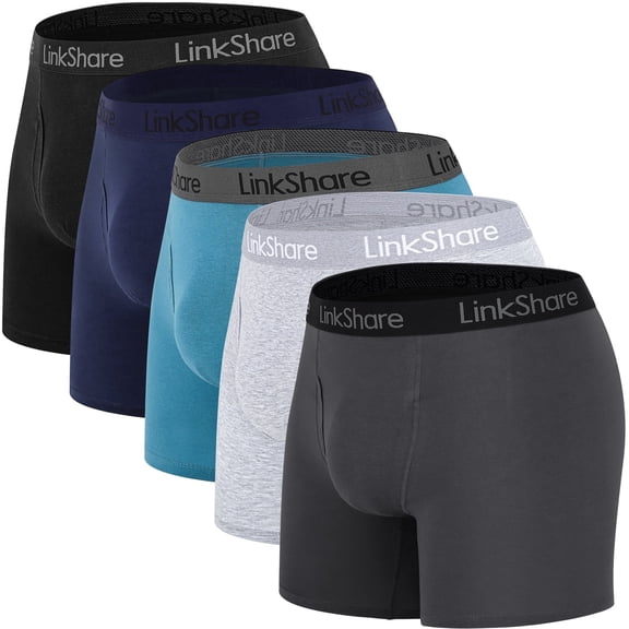 LinkShare Men's Underwear 5-Pack, Breathable Cotton Boxer Briefs, Stretch Trunks Short Leg Unpants for Men -Size XL
