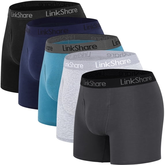 LinkShare Men's Underwear 5-Pack, Breathable Cotton Boxer Briefs, Stretch Trunks Short Leg Unpants for Men -Size XL