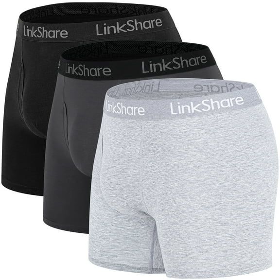 LinkShare Men's Underwear Boxer Briefs Cotton Stretch Trunks Short Leg Underwear for Men 3-Pack Multicolor-L