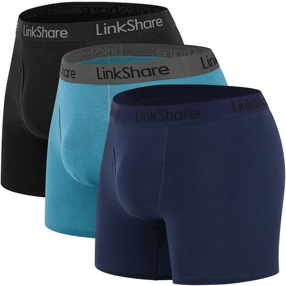 LinkShare Men's Underwear Boxer Briefs Cotton Stretch Trunks Short Leg Underwear for Men 3-Pack Multicolor-M